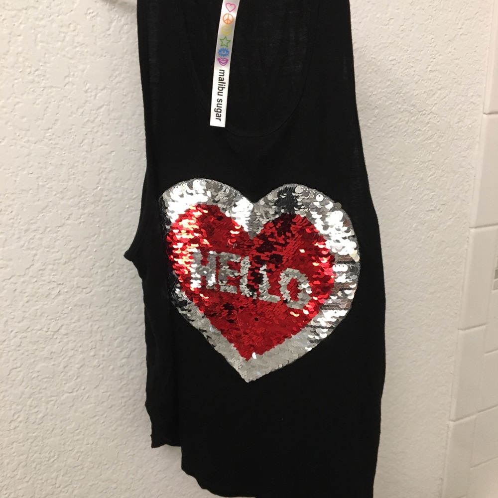 tank w cool sequin heart emblem